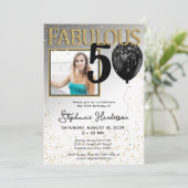 50 & Fabuleux Black Gold Glam Invitation Anniversa (Debout devant)