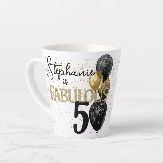 50 & Fabuleux Black Gold Glam Petite Mug Latte (Angle gauche)