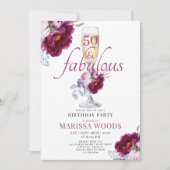 50 Fabuleux Champagne Floral Invitation Anniversai (Devant)
