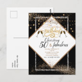 50 & Fabuleux Ights Anniversaire Fête Invitation (Devant / Derrière)