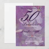 50 & Fabuleux Lavande Invitation Anniversaire (Devant / Derrière)