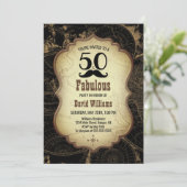 50 Fabuleux Moustache Carte Vintage Anniversaire (Debout devant)