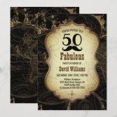 50 Fabuleux Moustache Carte Vintage Anniversaire (Devant / Derrière)