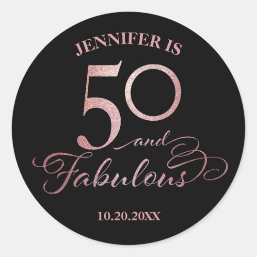 50 Fabuleux Sticker rond classique d'anniversaire (Devant)