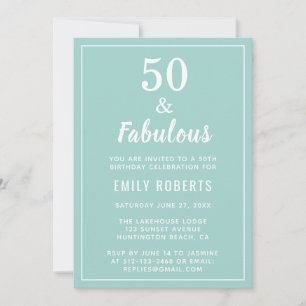 50 & Fabuleux Turquoise Blue 50e Invitation annive