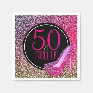 50 & Fabulous 50e verjaardag Roze hoge hakken Servetten