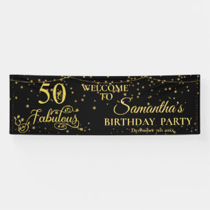 50 Fabulous 50th Birthday Party Glitter Black Spandoek