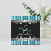 50 & Fabulous 50th Birthday Party Silver Blauwgroe Kaart (Staand voorkant)