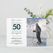 50 & Fabulous 50th Birthday Photo Invitation Kaart (Staand voorkant)
