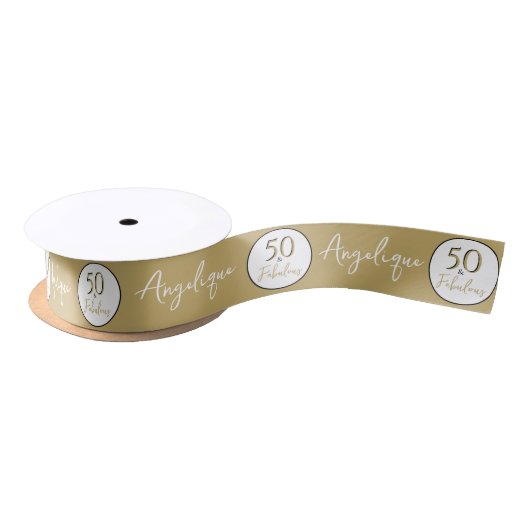 50 & Fabulous 50th Verjaardag Custom Naam Goud Lint (Spoel)