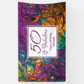 50 & Fabulous Abstract PAARS Aangepaste verjaardag Spandoek (Verticaal)