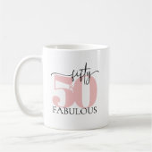 "50 & Fabulous" Anniversaire de Mug rose et noir (Gauche)