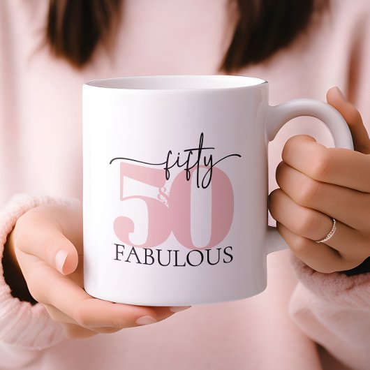 "50 & Fabulous" Anniversaire de Mug rose et noir