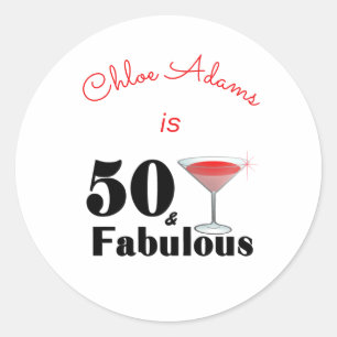50 & Fabulous Birthday Bash op persoonlijke titel Ronde Sticker