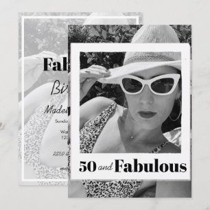 50 Fabulous Birthday Black White Photo Lijst Kaart