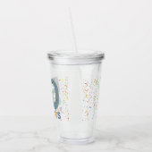 50 & Fabulous Birthday Confetti Blue Typografie Acryl Drinkbeker (Links)