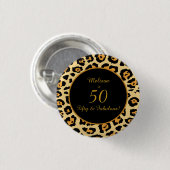 50 & Fabulous Birthday Leopard Print Button (Voorkant /achterkant)