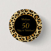 50 & Fabulous Birthday Leopard Print Button (Voorkant)