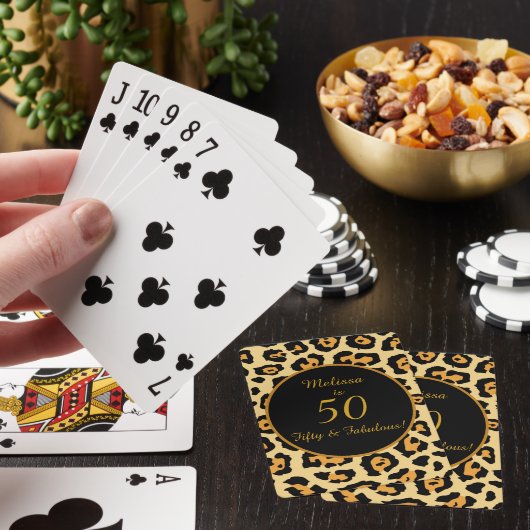 50 Fabulous Birthday Leopard Print  Pokerkaarten (Insitu)
