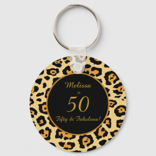 50 & Fabulous Birthday Leopard Print Sleutelhanger
