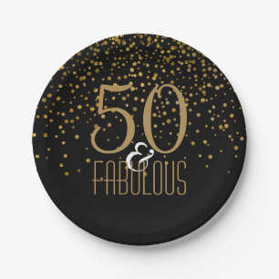 50 & Fabulous Birthday Party   Elegant 50e goud Papieren Bordje