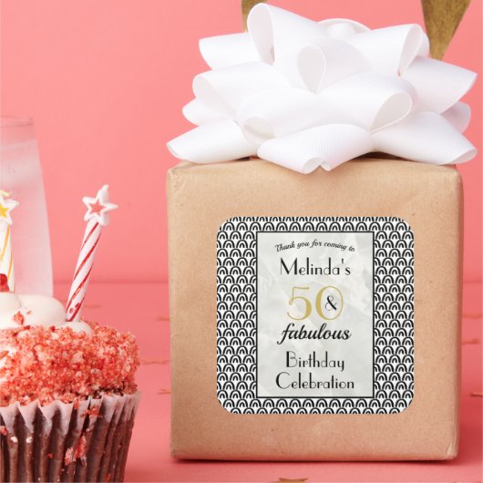 50 & Fabulous Birthday Party Hartelijk dank Vierkante Sticker (Feest)