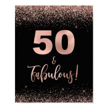 50 & Fabulous Birthday Sign Roos Gold Confetti