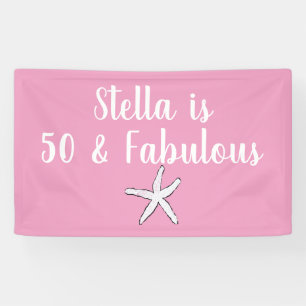50 & Fabulous Birthday Starfish Pink White Cool Spandoek