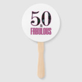 50 & Fabulous Black Pink Typografie 50th Birthday Handwaaier (Voorkant)