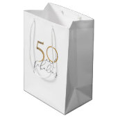 50 & Fabulous Black & White Gold 50e verjaardag Medium Cadeauzakje (Achterkant Gekanteld)