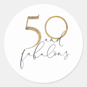 50 & Fabulous Black & White Gold 50e verjaardag Ronde Sticker