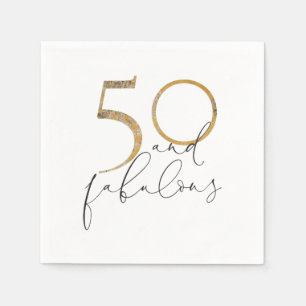 50 & Fabulous Black & White Gold 50e verjaardag Servet