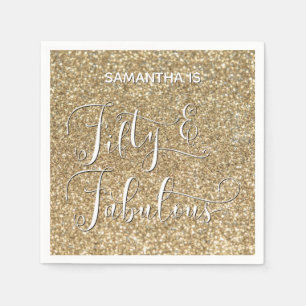 50/Fabulous Calligraphy op Gold Glitter Servet
