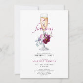 50 Fabulous Champagne Floral Birthday Invitation (Devant)