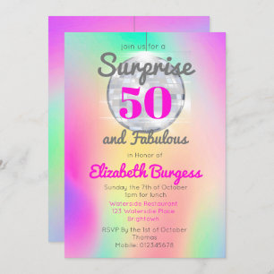 50 Fabulous Disco Tie Dye Pink Chic Birthday Kaart