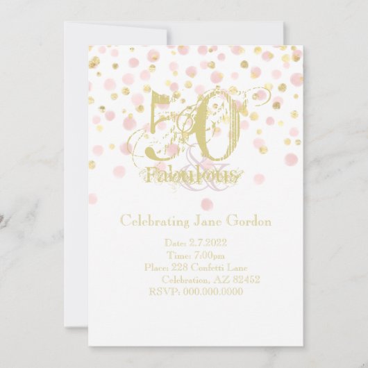 50 & Fabulous Elegant Birthday Invitation (Devant)