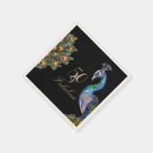 50 & Fabulous Elegant Waterverf Peacock Birthday Servet (Hoek)