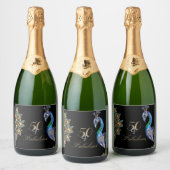 50 & Fabulous Elegant Waterverf Peacock Birthday Sparkling Wijnetiket (Flessen)