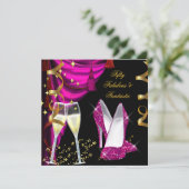 50 Fabulous & Fantastic Pink Champagne Party Kaart (Staand voorkant)