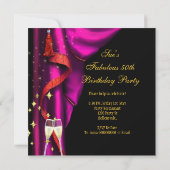 50 Fabulous & Fantastic Pink Champagne Party Kaart (Achterkant)