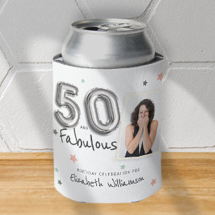 50 & Fabulous Foil Balloon Stars Foto Birthday Blikjeskoeler