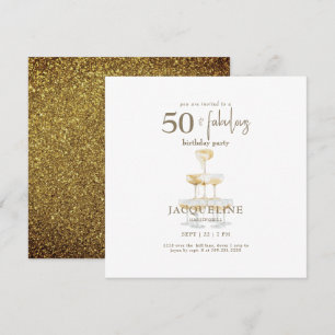 50 & Fabulous Glam Gold Square Verjaardagsfeest