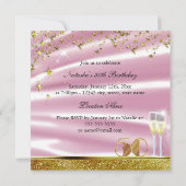 50 & Fabulous Glitter Goud Roze Uitnodiging voor V (Achterkant)