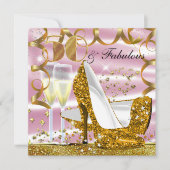 50 & Fabulous Glitter Goud Roze Uitnodiging voor V (Voorkant)