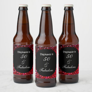 50 Fabulous Glitter Verjaardag Bourgondië Rood Roz Bier Etiket