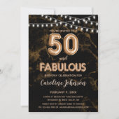 50 & Fabulous Gold Balloon Invitations Anniversair (Devant)