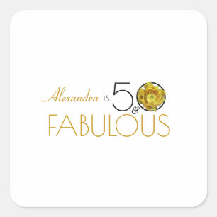 50 & Fabulous Gold & Black Yellow Cactus Flower Vierkante Sticker