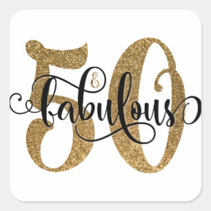 50 & Fabulous Gold Glitter Typografie Birthday 2 Vierkante Sticker