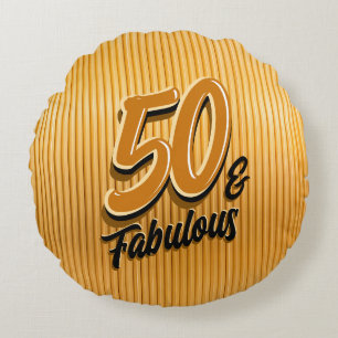 50 & Fabulous Gold Round Coussin
