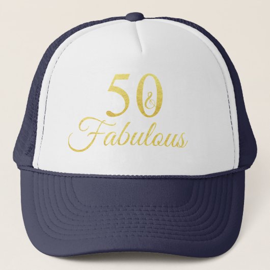 50 & Fabulous Gold Script 50th Birthday Trucker Pet (Voorkant)
